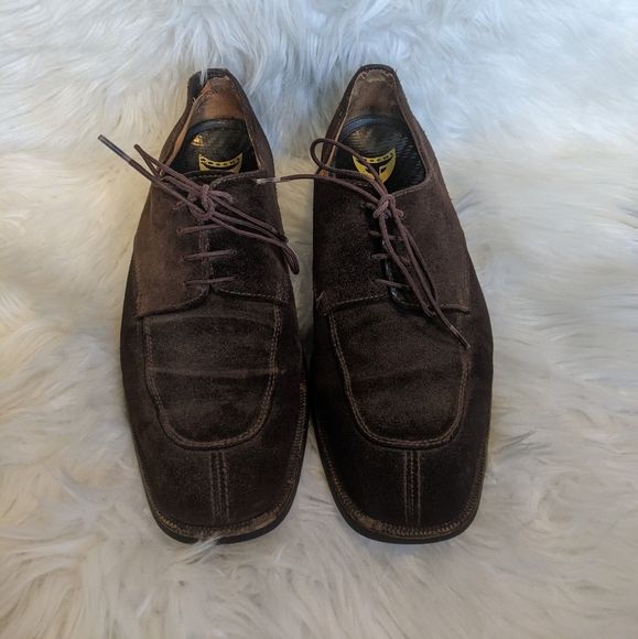 Toshi Shoes Mens 9 Brown Loafers Oxfords Suede Lace - Picture 7 of 8